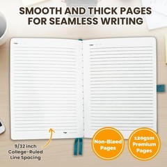 312 Pages A5 Teal Journal Lined Notebook for & Men, 5.7×8.3in PU Leatherbound…