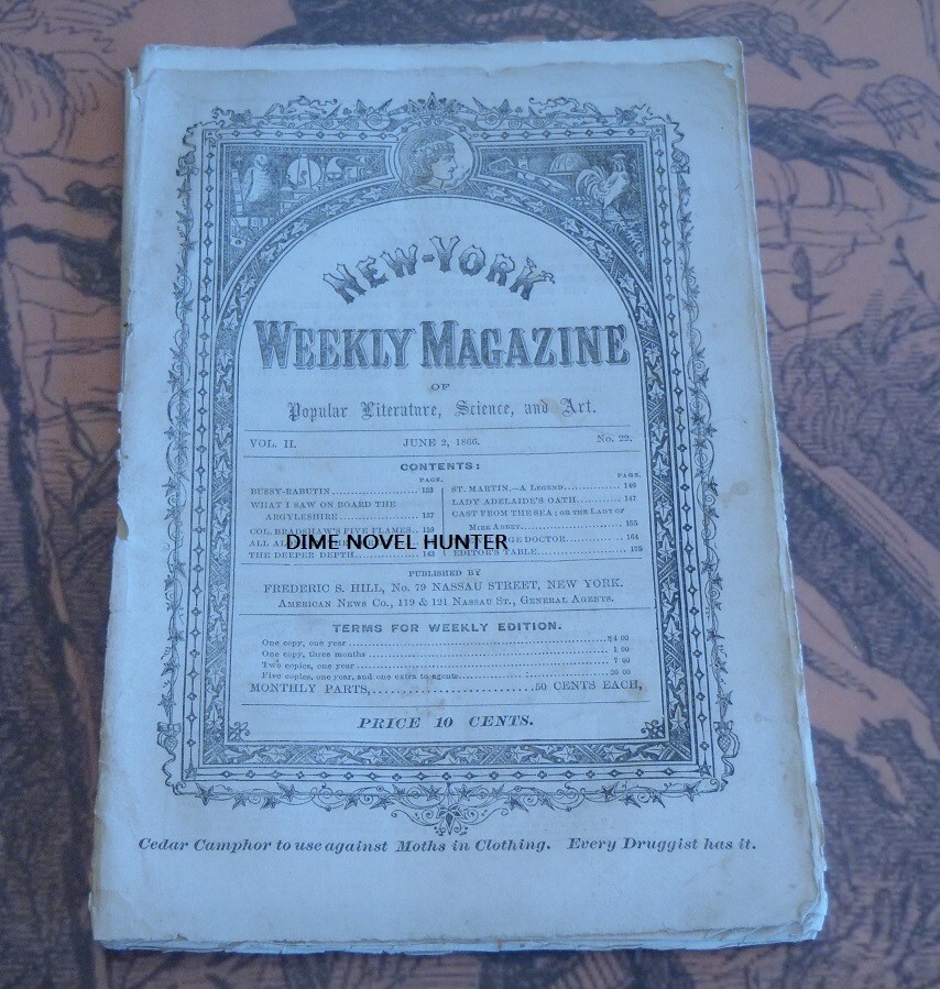 NEW YORK WEEKLY MAGAZINE VOL 2 #22 JUNE 02 1866 STORY PAPER