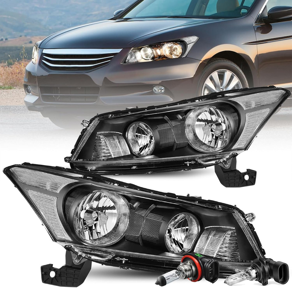 Headlight Fit for 2008-2012 Honda Accord Sedan 4-Door OEM Halogen Headlamp W/Bul