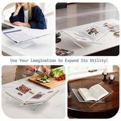 Acrylic Book Stands for Display, 15.8 x 9.5 x 4.3 in Open Bookstand, Coffee T…