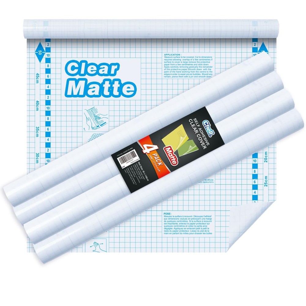 4 Pack Matte Clear Contact Paper Rolls Self Adhesive Book Covers