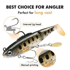 TRUSCEND Fishing Lures for Bass Trout Jighead 2.8in (7cm), D-2.8″-0.3oz