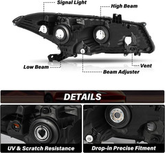 BRYGHT Headlight Assembly Replacement for 2008-2012 Honda Accord Coupe 2-Door OE
