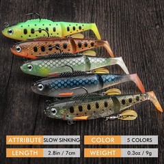 TRUSCEND Fishing Lures for Bass Trout Jighead 2.8in (7cm), D-2.8″-0.3oz