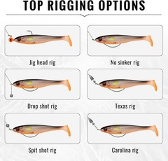 TRUSCEND Easy Catch Soft Lures, Unique 3.5in (9cm), 3.5,12pcs,0.25oz