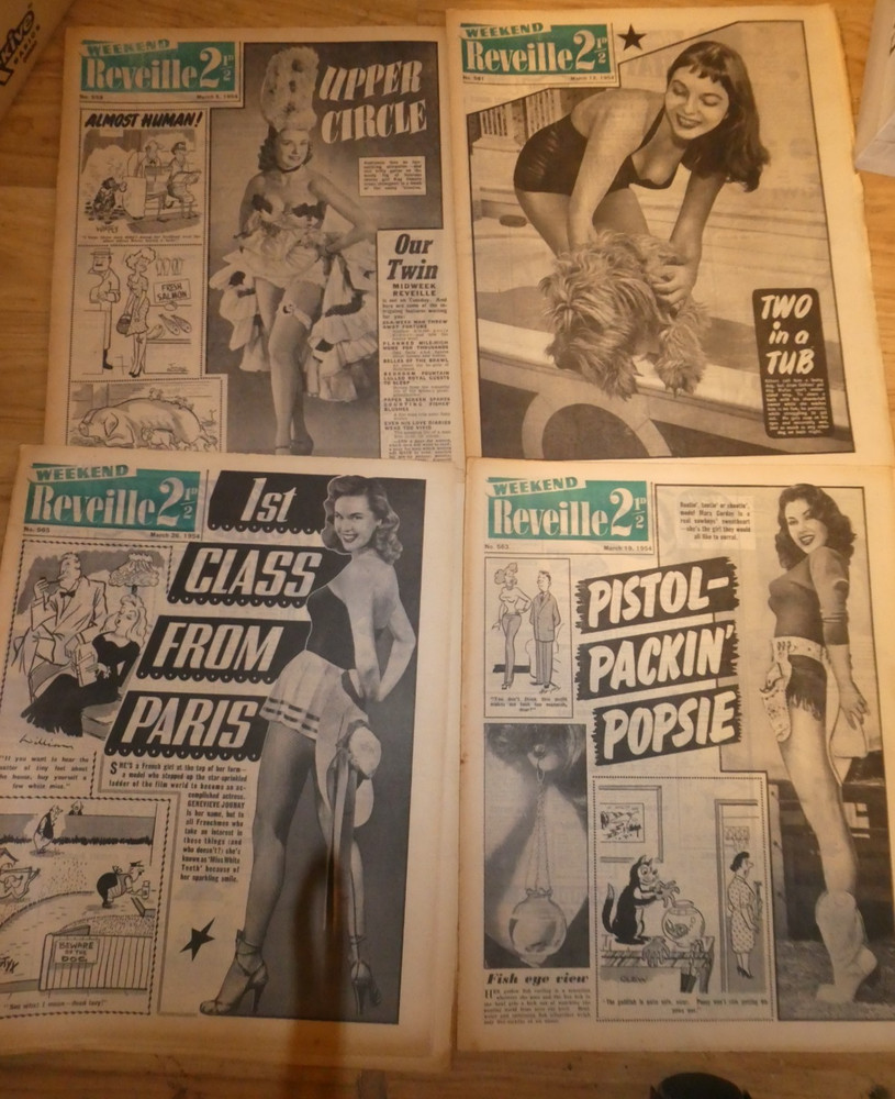 Reveille (Weekend) magazine 1954 March 4 different copies glamour gossip pin-up