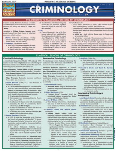 Criminology (Quick Study Academic) – Pamphlet By BarCharts, Inc. – VERY GOOD