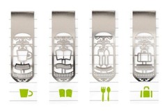 MIDORI Bookmarker Clip Life Pattern Template 4pcs Stainless steel 1.6×0.5in