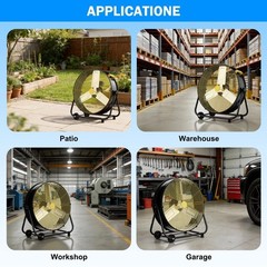 36 in. Industrial Drum Fan, 13600 CFM High Velocity Warehouse Fan, 3-Speed, Blac