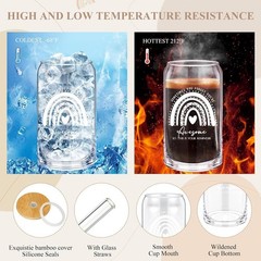 Colorful Superhero Appreciation Gift: 16oz Glass Tumbler, Makeup Bag & Keychain
