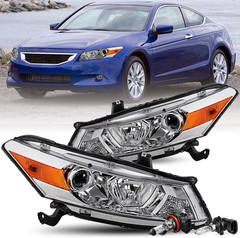 Projector Headlight Assembly W/Bulbs for 2008-2012 Honda Accord Coupe 2-Door Hal