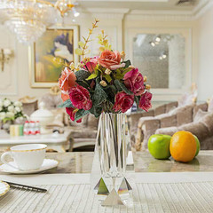 6.4 In. Clear Optical Crystal Flower Bud Shape Handcrafted Decorative Vase for H