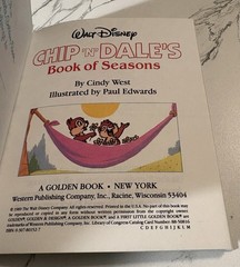 Vintage 1989 Walt Disney Little Golden Mini Book Chip ‘N’ Dale’s Book Of Seasons