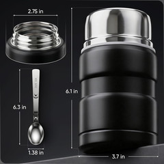 Stainless Steel Thermo for Hot 17OZ with Folding Spoon, Vacuum Insulated Conta