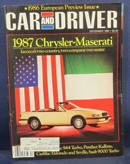 Car and Driver Magazine Dec 1985 Chrysler TC Porsche 944 Turbo Saab 9000 Turbo