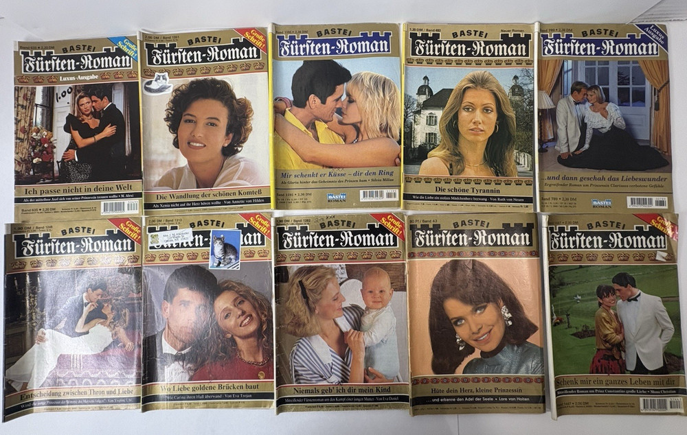 Vintage 10x Lot Romanhefte German Deutsch Romance Magazines BASTEI Furften G-42