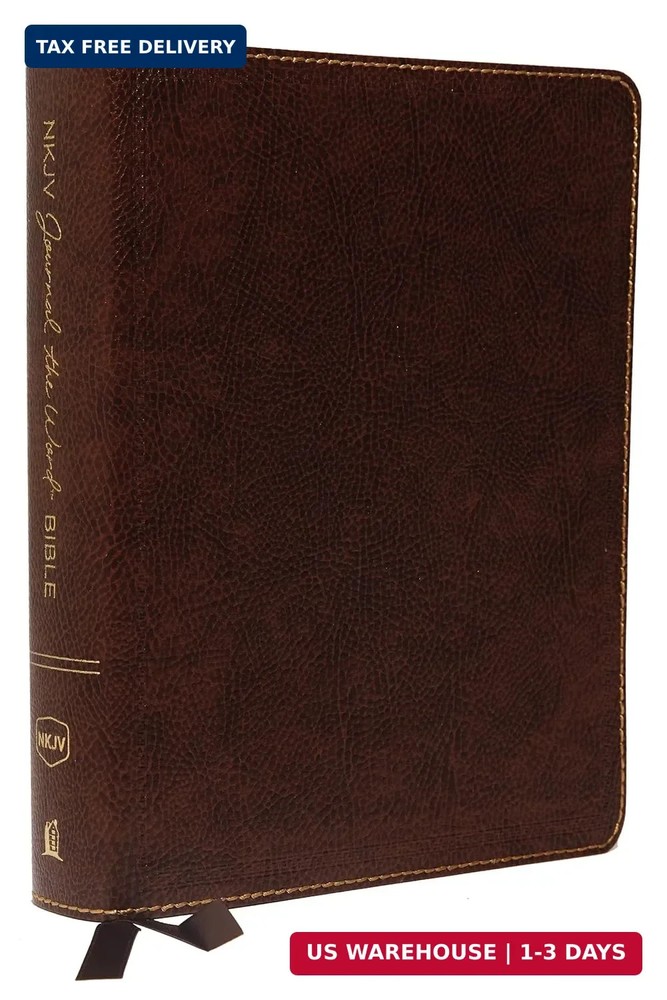 NKJV, Journal the Word Bible, Large Print, Bonded Leather, Brown, Red Letter Edi