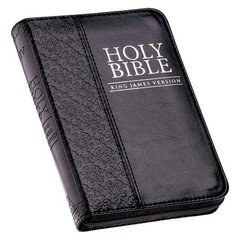 KJV Holy Bible,Mini Pocket Bible–Zippered Black Faux Leather Bible w/Ribbon Ma..