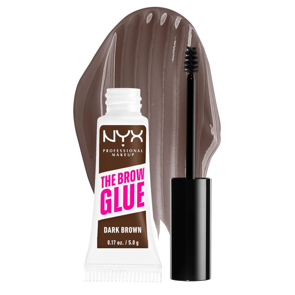 NYX PROFESSIONAL MAKEUP The Brow Glue, 1 Count (0.17 Fl Oz), 04 Dark Brown