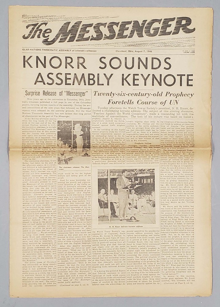 Rare Messenger August 7 1946 Convention Report Watchtower Jehovah
