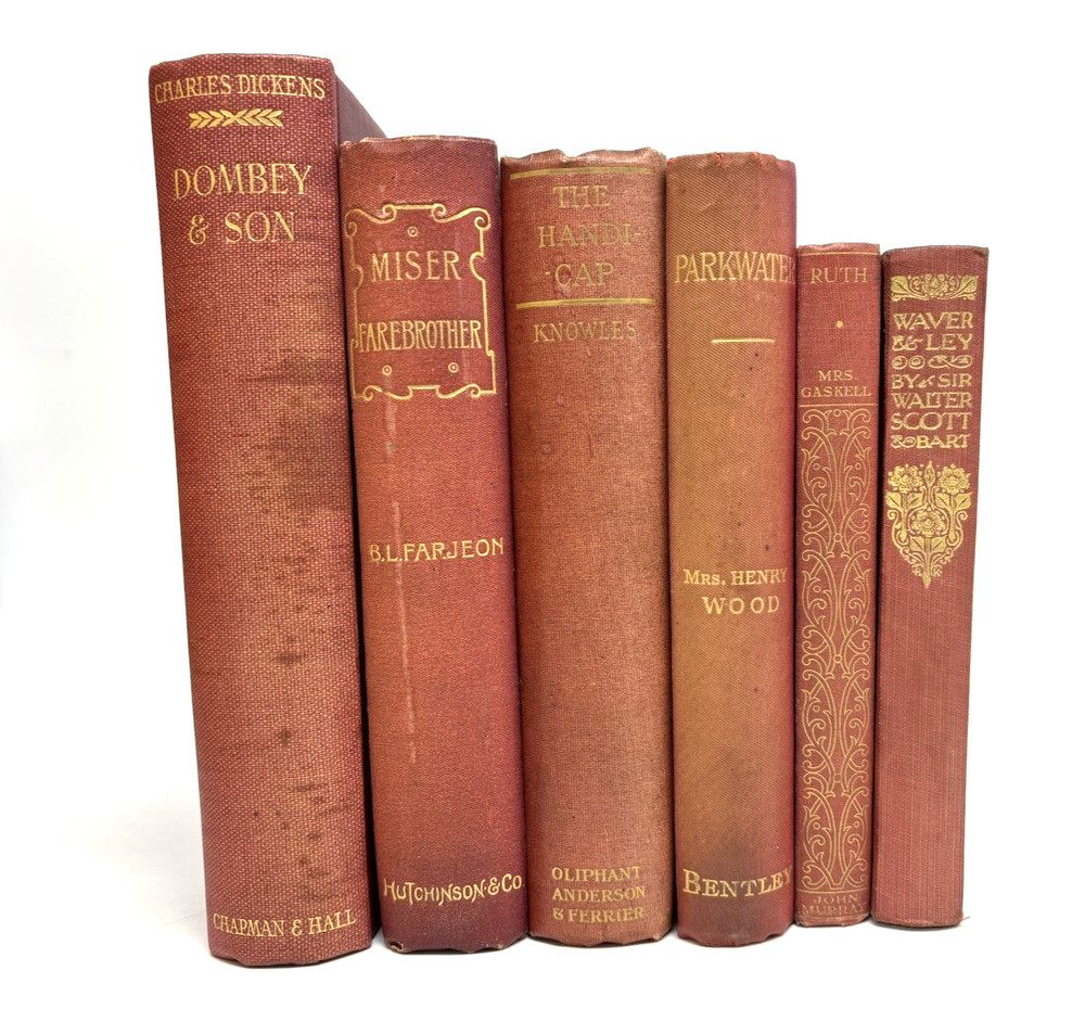 Collection of Distressed Old Books for Decoration. 20cm shelf space.