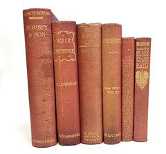 Collection of Distressed Old Books for Decoration. 20cm shelf space.