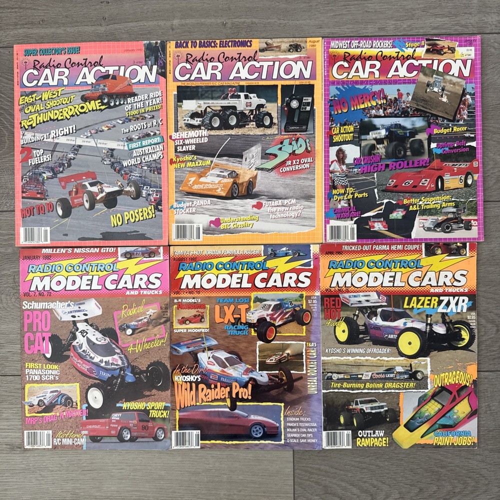 Radio Control Car Action & Model Cars Magazine Lot 6 1989, 1990 And 1992