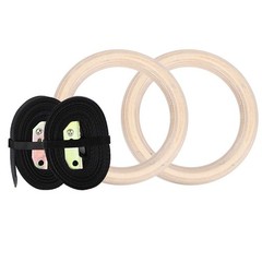 Topyond Wood Gymnastic Rings with Adjustable Straps, Olympic 25mm for…