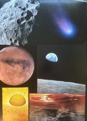 Collaging Lot of 30 Single Book Pages Celestial Space Planets Collage Astronomy