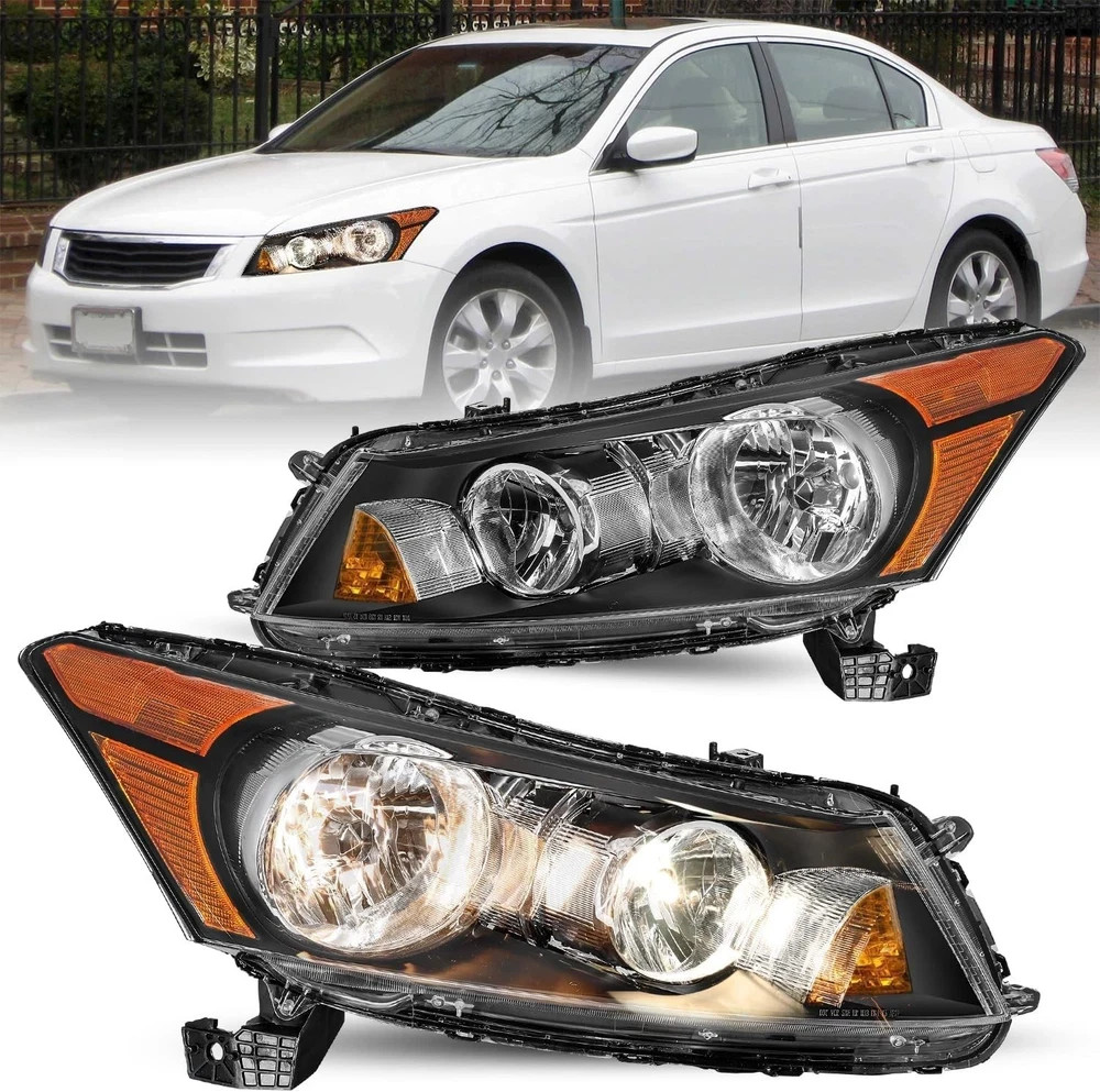 Headlight Assembly Pair Compatible with 2008-2012 Honda Accord Sedan 4-Door LX L