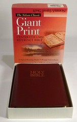 KJV GIANT PRINT Center-Column Reference Bible-NELSON-Burgundy Bonded Leather-Box