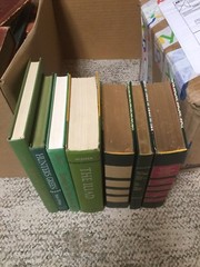 Lot of 7 Shades Of Green Hardcover Books Collection Set Decorative Shelve AB4