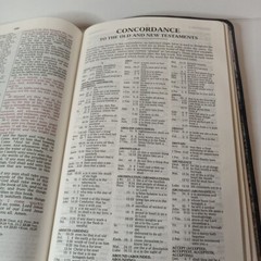 1994 Reference KJV Concordance Leather Red Letter Bible Zondervan Blue Vtg