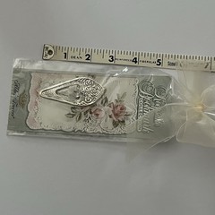 Keepsake Bookmark Alda’s Forever Rose Silvertone Small Vintage 2.5″ Made In USA