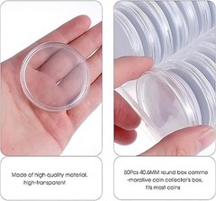 50PCS*40mm Coin Capsules Round Plastic Coin Holder White gaskets with Case Box🔥