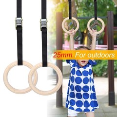 Topyond Wood Gymnastic Rings with Adjustable Straps, Olympic 25mm for…