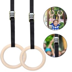 Topyond Wood Gymnastic Rings with Adjustable Straps, Olympic 25mm for…