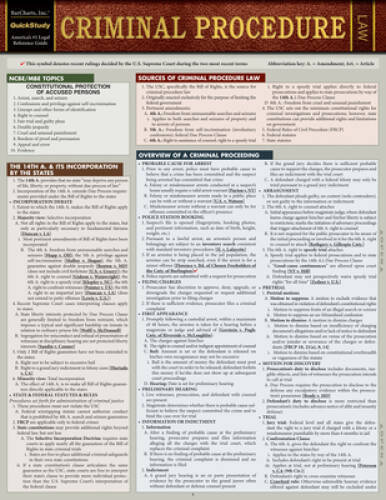 Criminal Procedure (Quickstudy Law) – Paperback By Barcharts Inc – GOOD