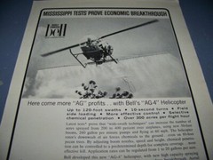 1964 BELL AG-4 HLEICOPTER “HERE COME MORE “AG” PROFITS”..1-PAGE SALES AD..(584Y)