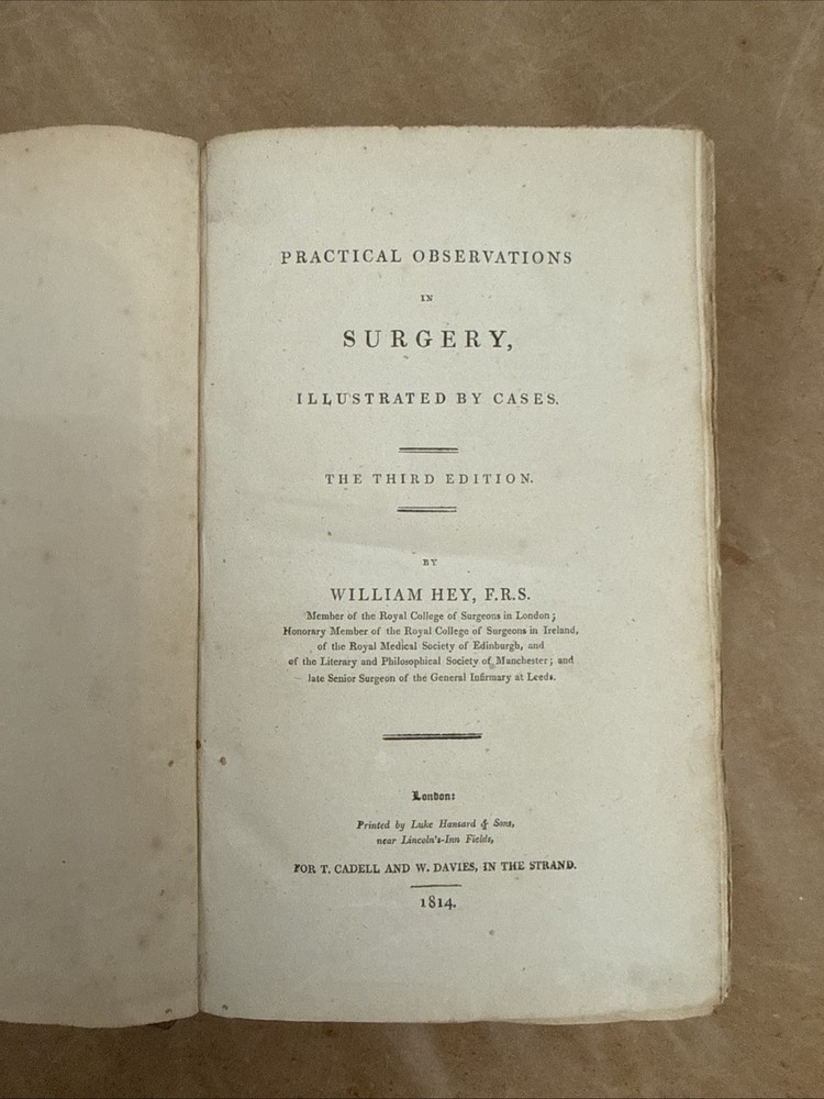1814 Practical Observations In Surgery – William Hey. Illustrated Plates Antique