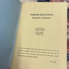 Vintage SEED 1972 Grissom High School Literary Magazine Yearbook Art Poetry