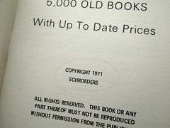 5000 Old Books with Up to Date Prices 1971 Book by Schroeders 76 Pages