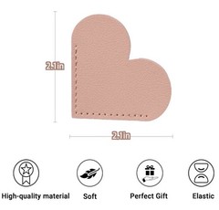 Heart Corner Bookmark, Faux Leather Flexible Multicolor Solid, 2.1 in – Black