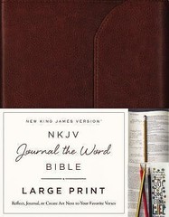 NKJV Journal the Word Bible (Premium Brown Leather) -slight cover dent/fold