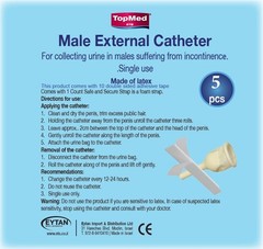 Complete Kit Urinary 5 Days 5 Rubber Condom Catheters Meduim 25 mm 1 Inch