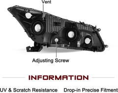 Headlight Assembly for 2008-2012 Honda Accord Sedan 4-Door Factory Style Halogen