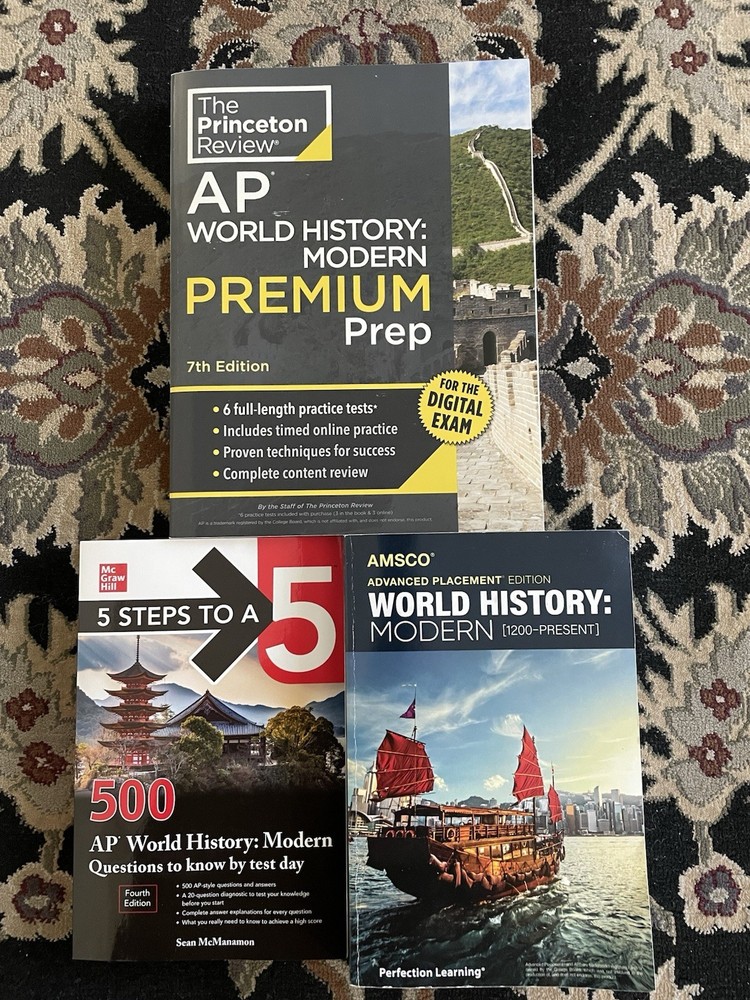 Lot Of 3 AP World History Modern AMSCO Princeton 7th Ed. 500 Questions 5 Steps