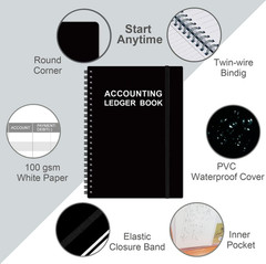 Accounting Ledger Book – A5 Ledger Book for Bookkeeping, Small Businesses & Pers