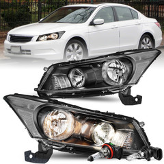 Headlight Assembly Set for 2008-2012 Honda Accord 4-DR Sedan Bulbs Included Head