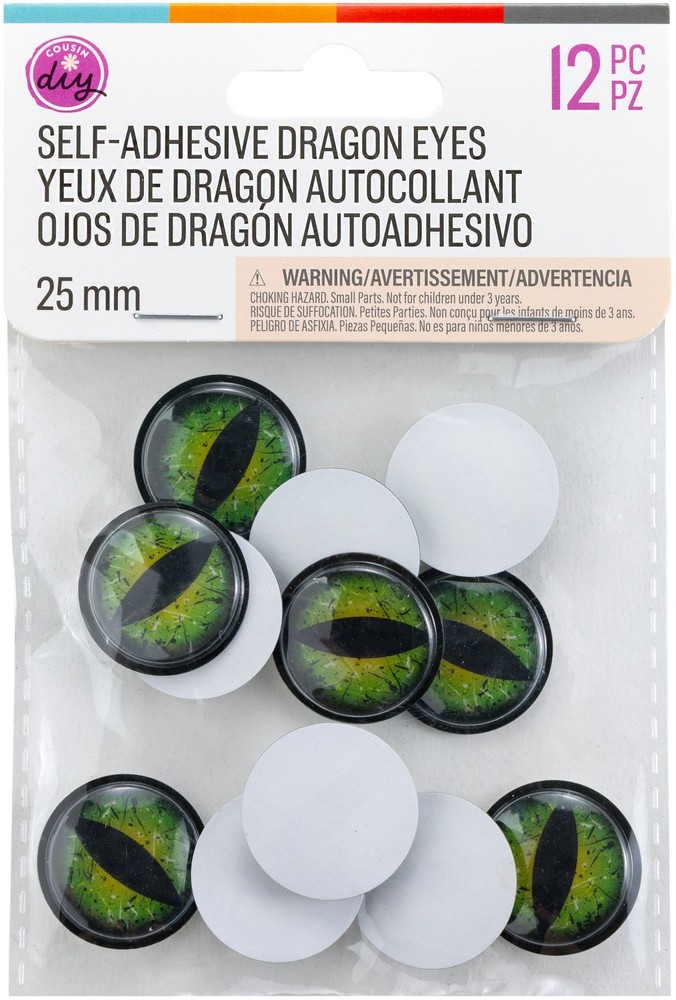 6 Pack – CousinDIY Dragon Adhesive Wiggle Eyes 25mm 12/Pkg-Green – 5A002XVX-1GYH